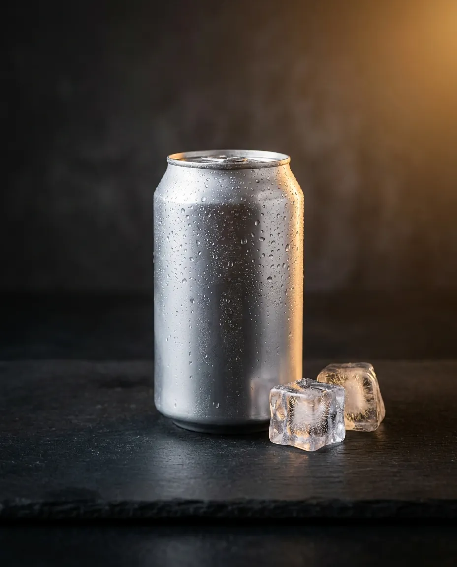 A cold soft drink with condensation