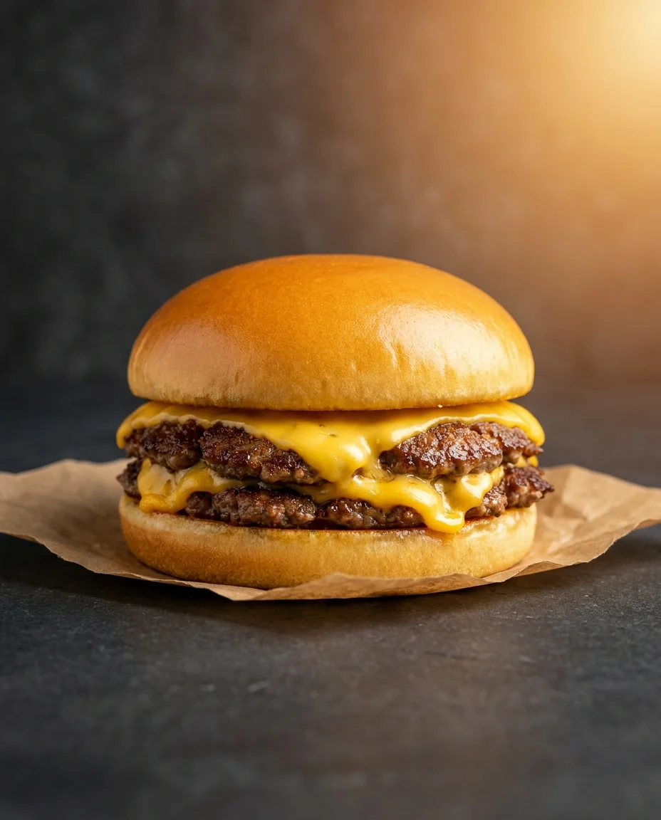 A smash burger with lacy caramelised edges