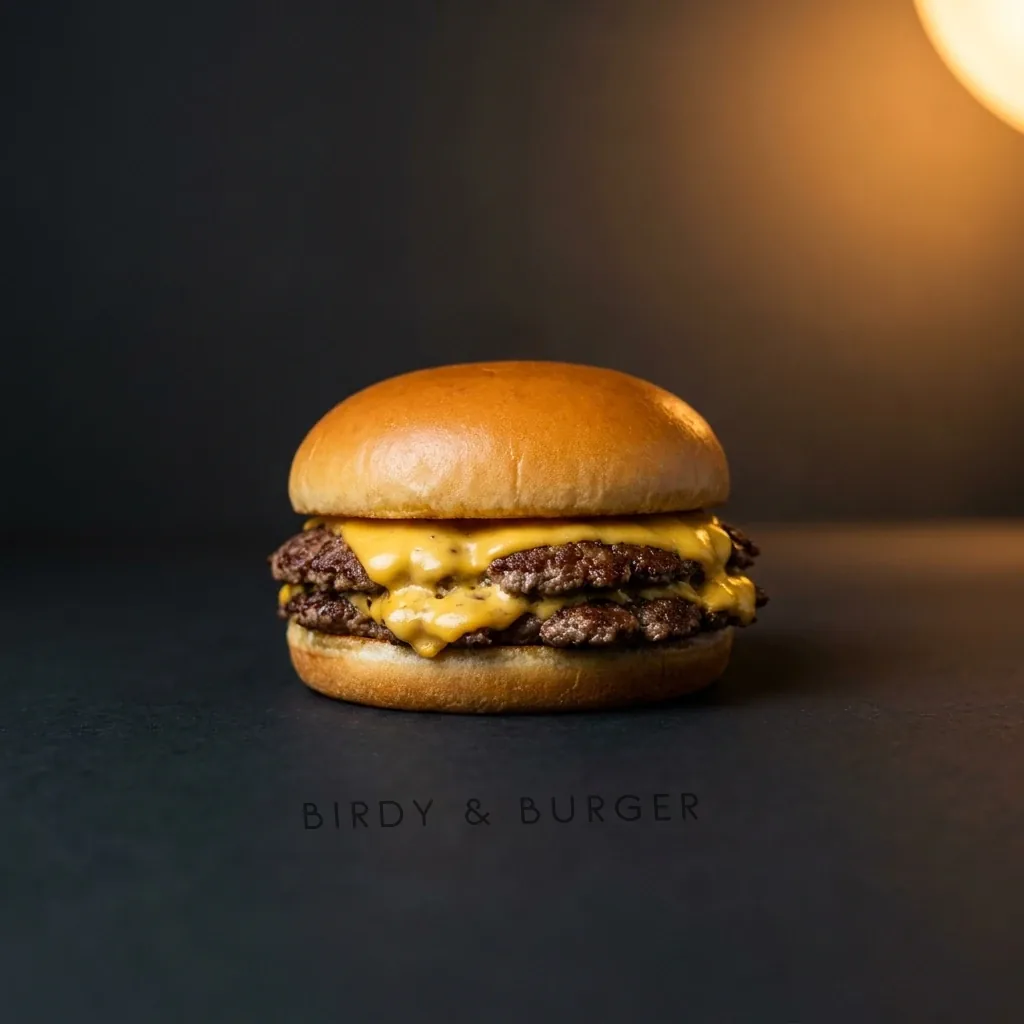 A double smash burger, centred