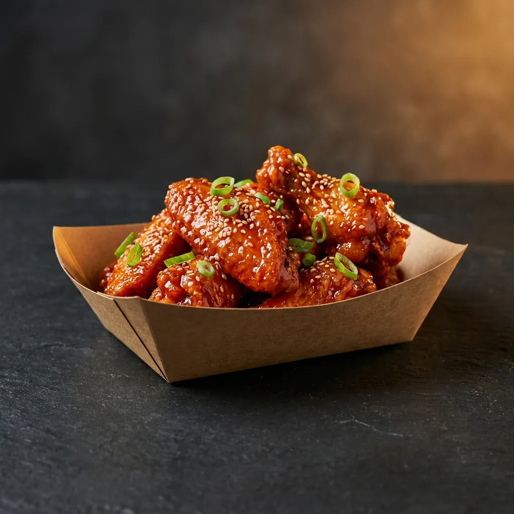 Glossy hot wings with sesame and spring onion